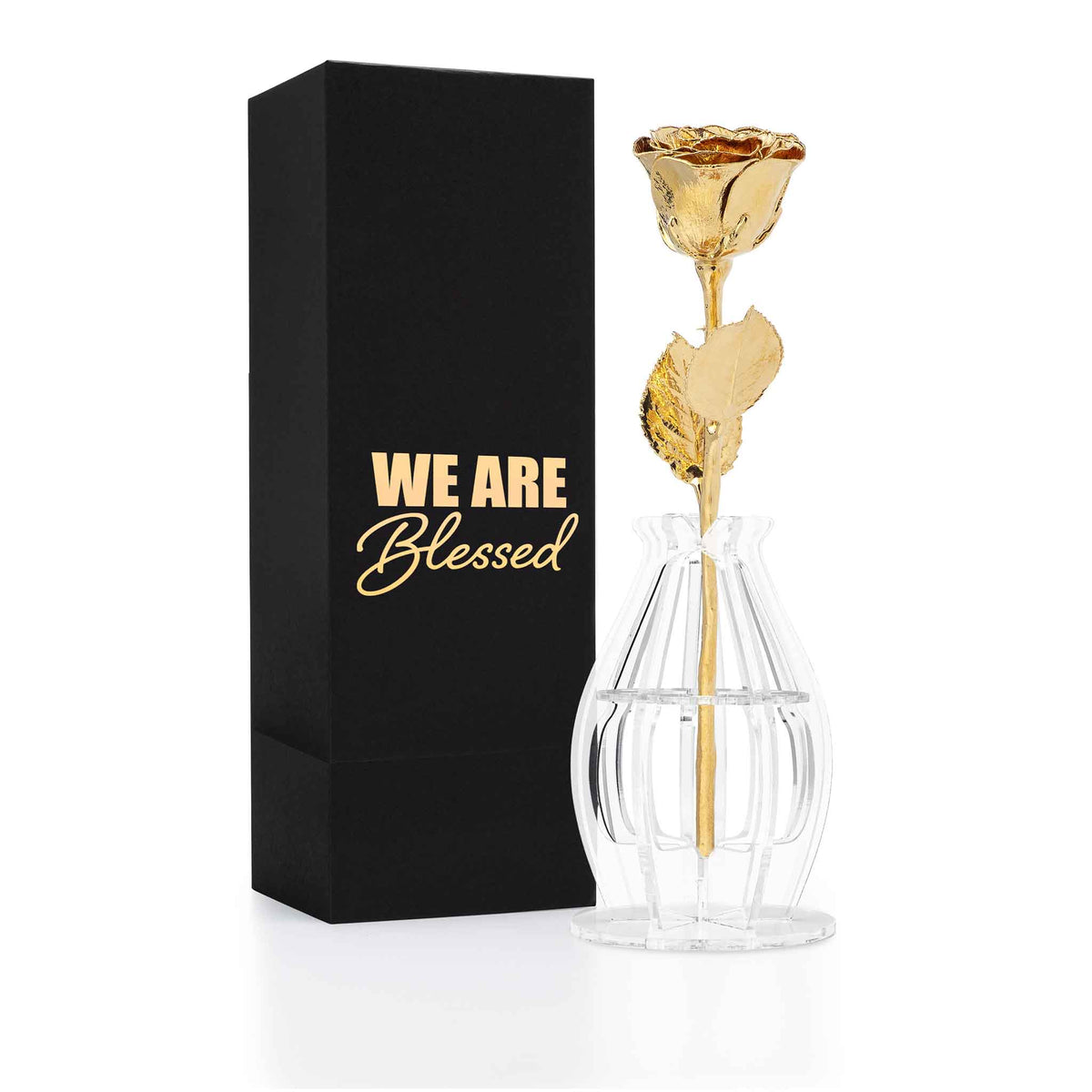 High Detail 24K Gold Dipped Real Rose Gift Box – "We Are Blessed"