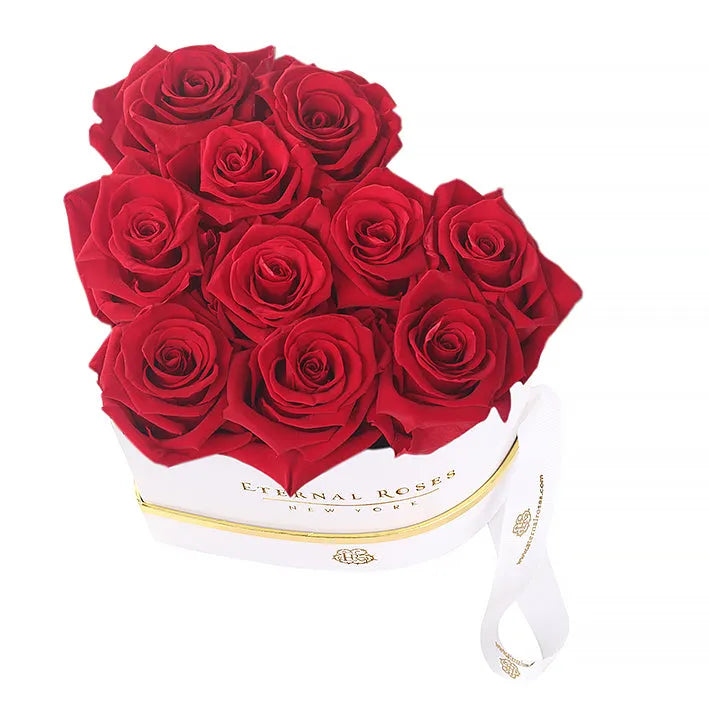 Scarlet Preserved Roses in Black Heart Gift Box