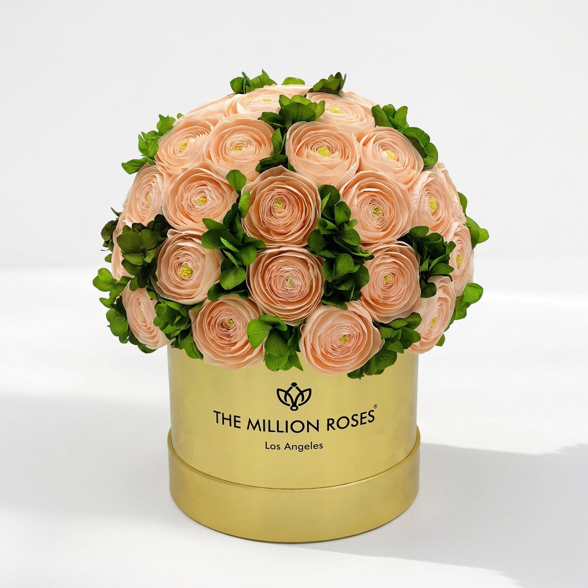 Peach Preserved Hydrangeas in Mirror Gift Box
