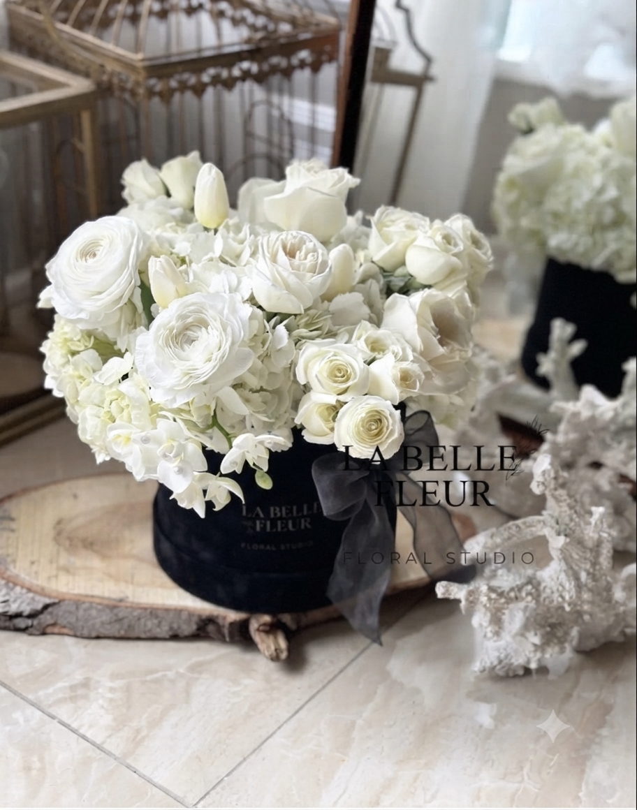 White Preserved Hydrangeas Gift Box