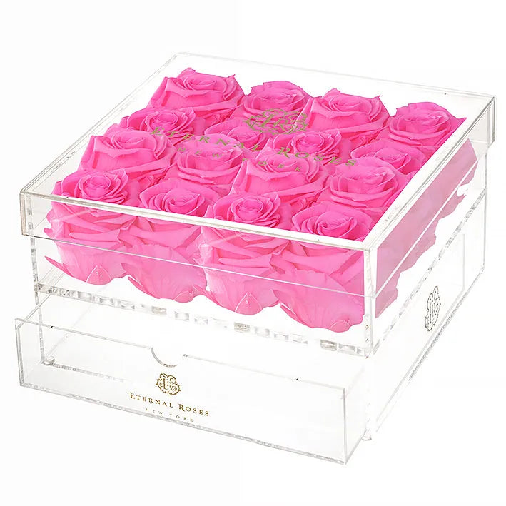 16 Preserved Roses in Acrylic Jewelry Box