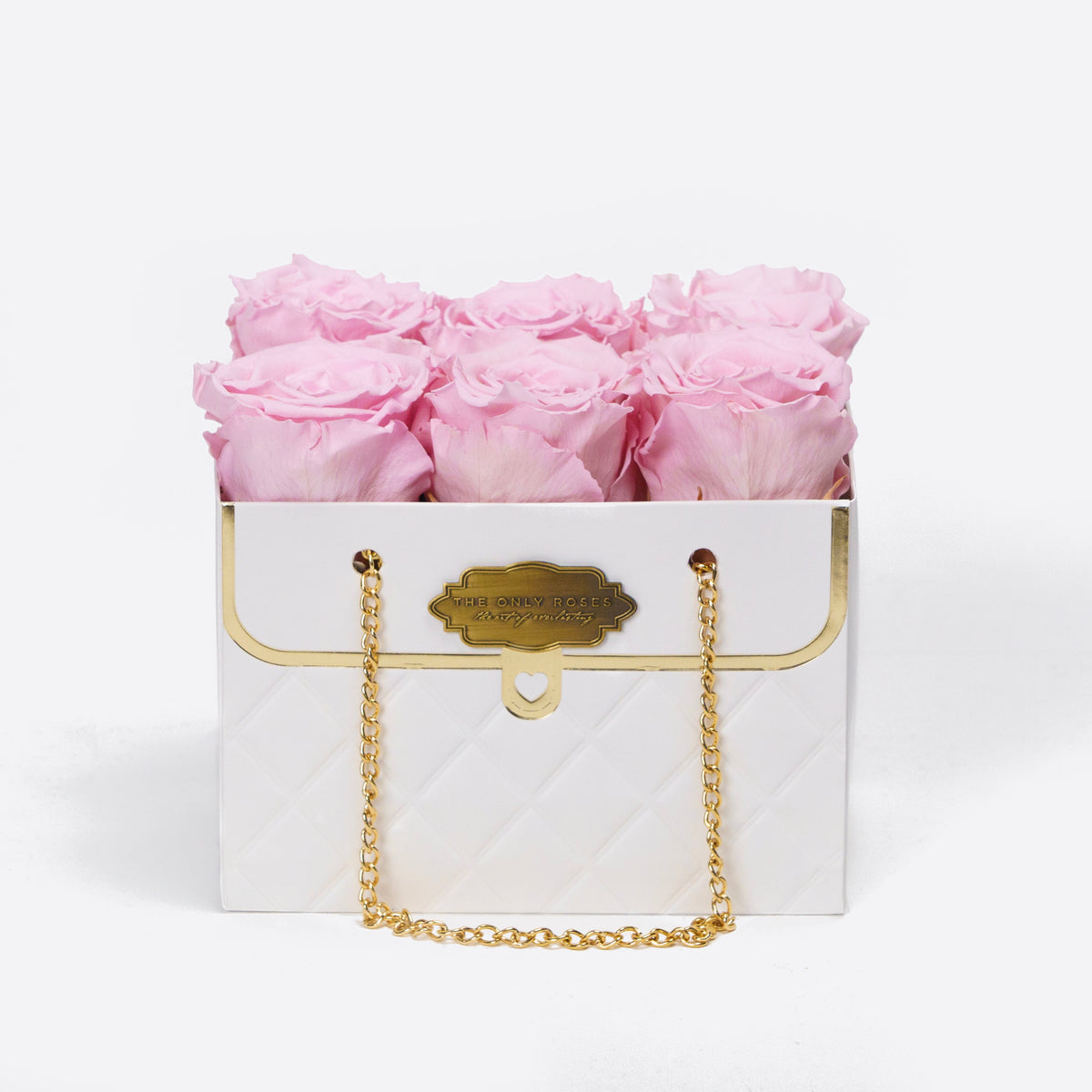 White Preserved Roses in Leather Gift Box