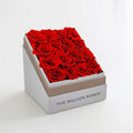 Red Preserved Roses in White Round Gift Box