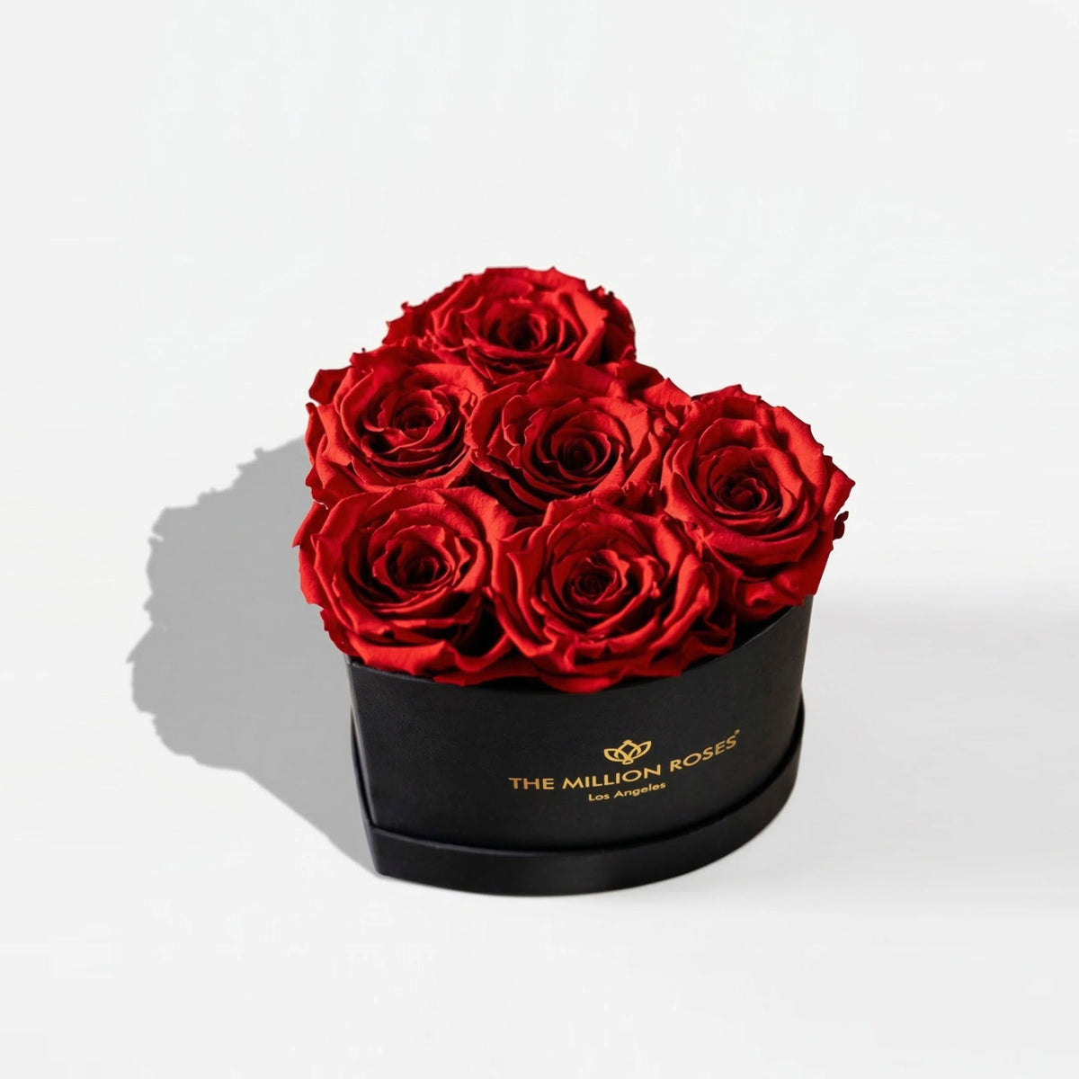 Red Preserved Roses in Black Heart Gift Box