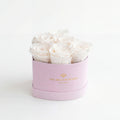 White Preserved Roses in Suede Heart Gift Box