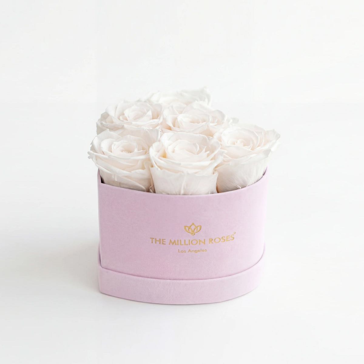 White Preserved Roses in Suede Heart Gift Box