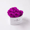 Purple Preserved Roses in White Heart Gift Box