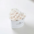 White Preserved Roses in White Heart Gift Box