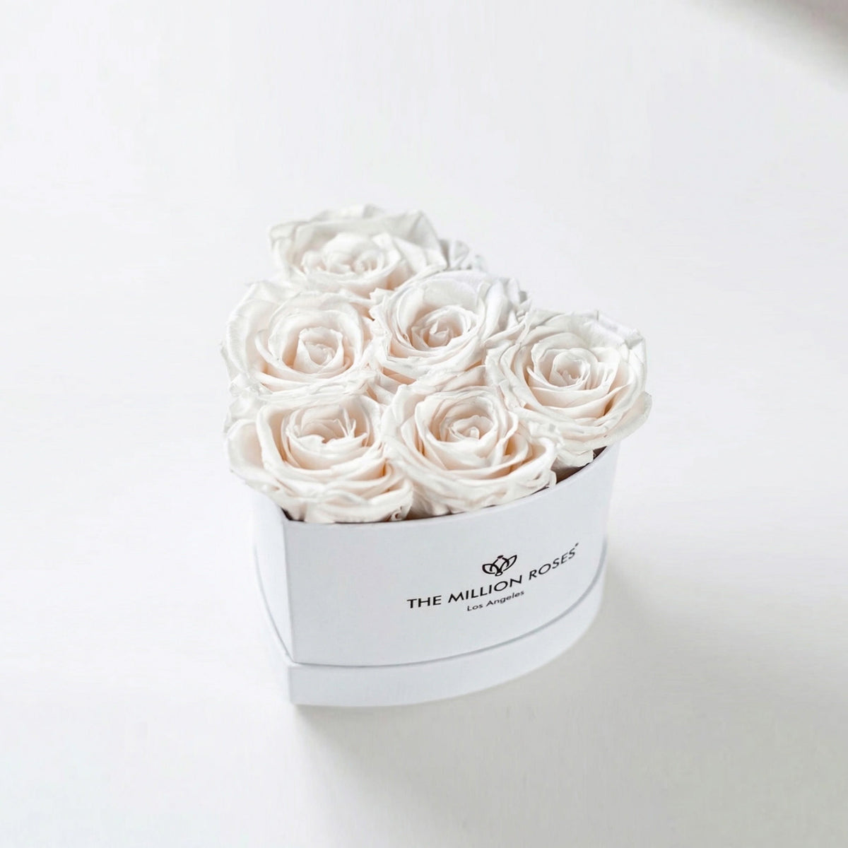 White Preserved Roses in White Heart Gift Box