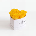 Yellow Preserved Roses in White Heart Gift Box