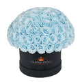 Large Baby Blue Preserved Roses in Dome Box