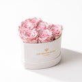 Beige & Pink Preserved Roses in Suede Heart Gift Box