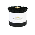 Black Magic & 24K Gold Preserved Roses in Classic Round Gift Box – Style 3