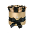 Black Magic & 24K Gold Preserved Roses in Classic Round Gift Box – Style 2