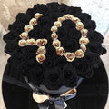 Black Magic & 24K Gold Preserved Roses in XL Round Gift Box – Style 2