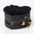28-30 Black Preserved Roses in Heart Gift Box