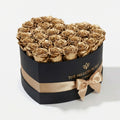 28-30 Gold Preserved Roses in Heart Gift Box