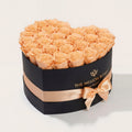 28-30 Peach Preserved Roses in Black Heart Gift Box