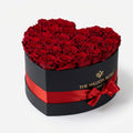 28-30 Red Preserved Roses in Black Heart Gift Box