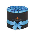 Grand Blue Coral Preserved Roses in Round Gift Box