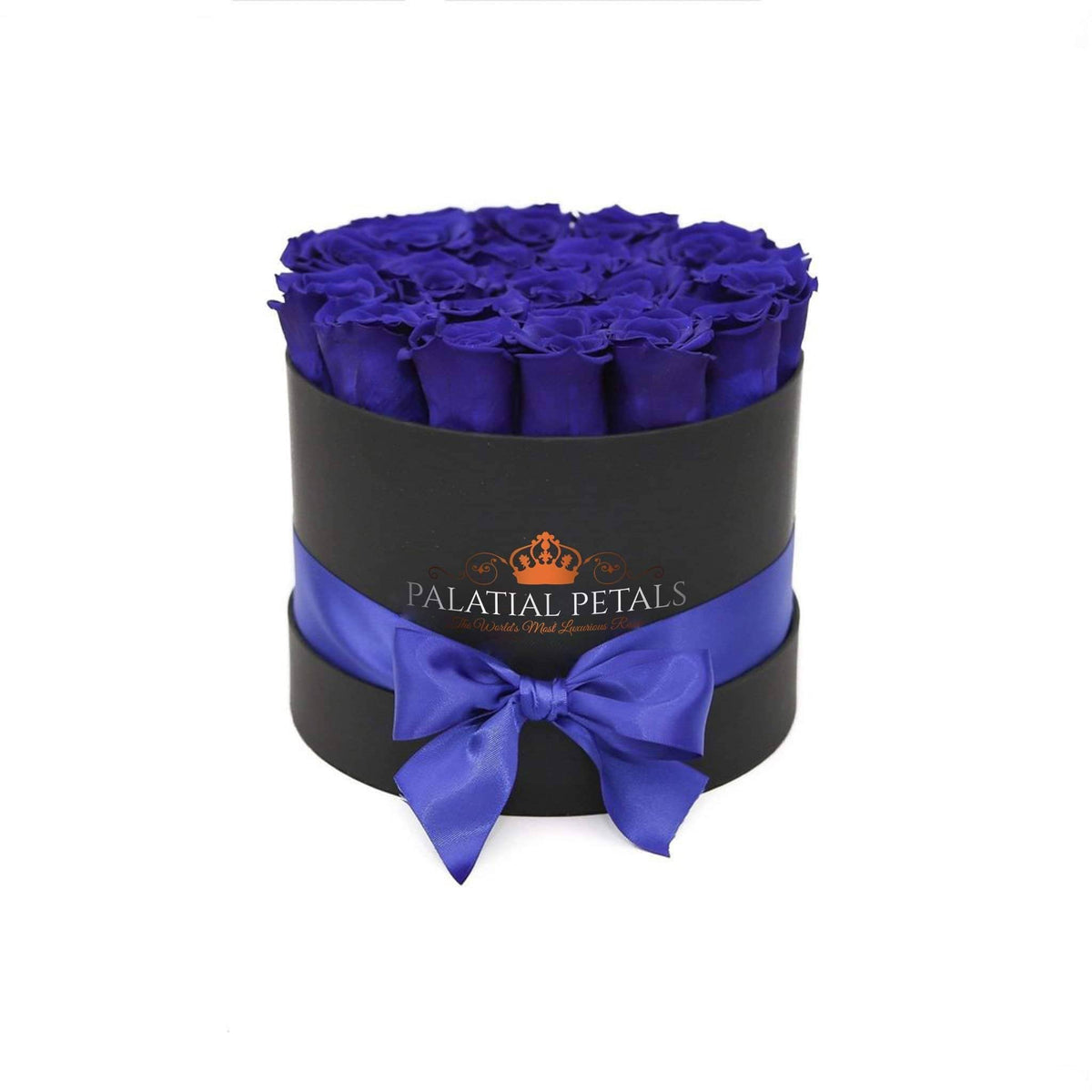Blue Preserved Roses in Classic Round Gift Box