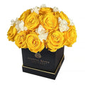 21-23 Yellow Preserved Roses in Half Moon Gift Box