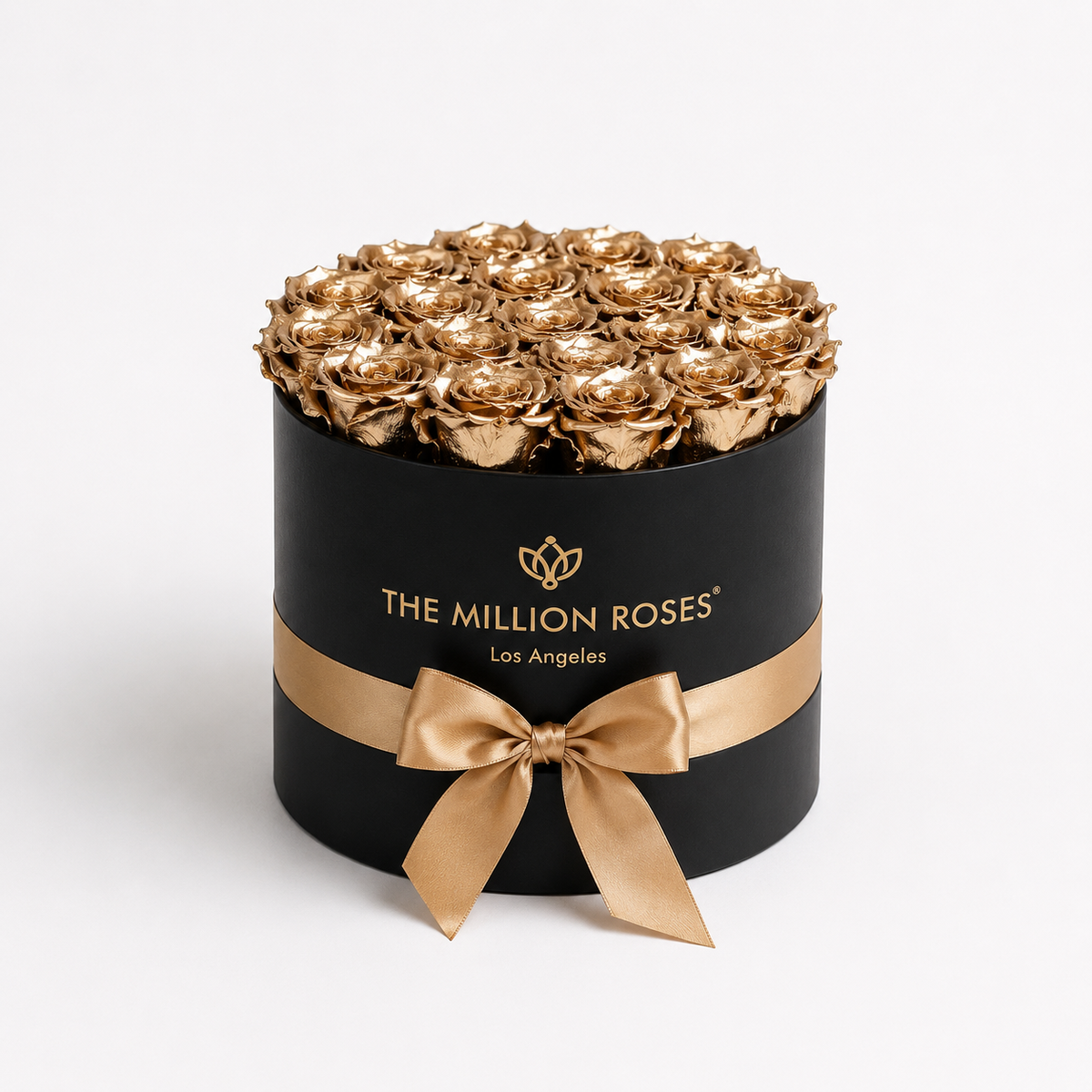 14-15 Gold Preserved Roses in Black Gift Box