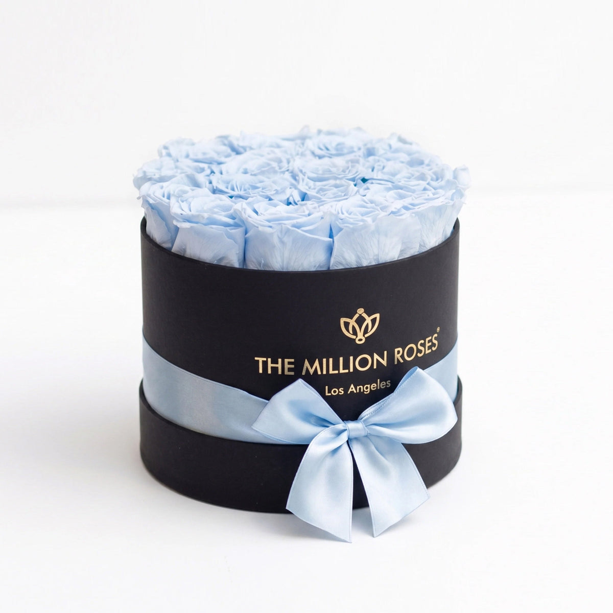 Blue Preserved Roses in Black Gift Box