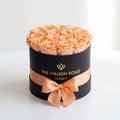 14-15 Peach Preserved Roses in Black Gift Box