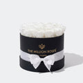 14-15 White Preserved Roses in Black Gift Box