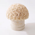 70-74 White Preserved Roses in Beige Suede Dome Box