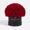 70-74 Red Preserved Roses in Black Dome Box