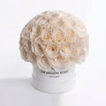 70-74 White Preserved Roses in White Dome Box