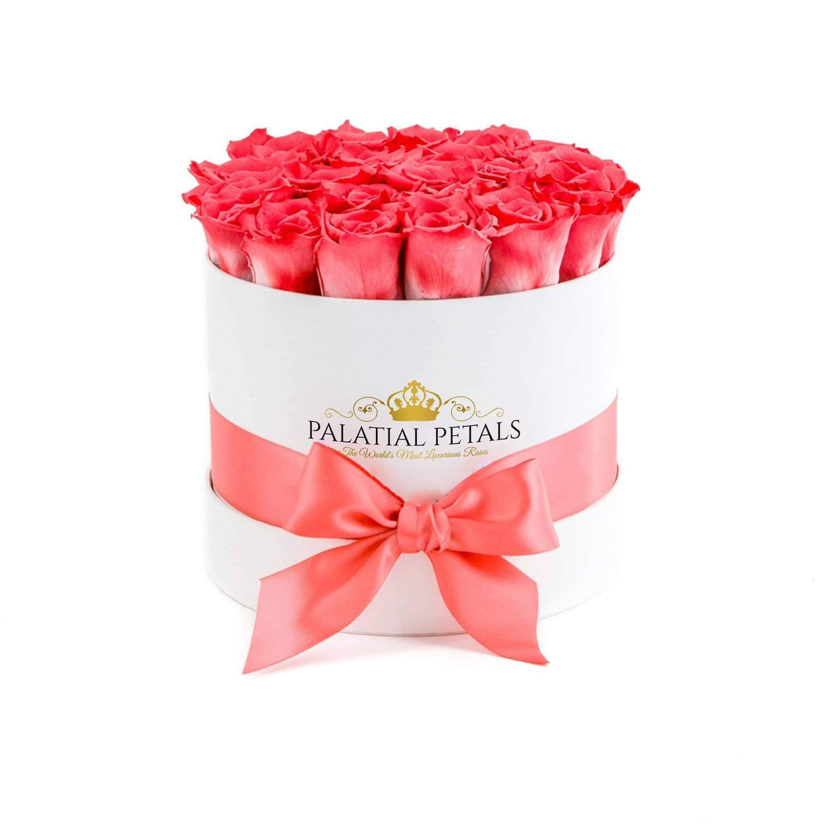 Coral Pink Preserved Roses in Classic Round Gift Box