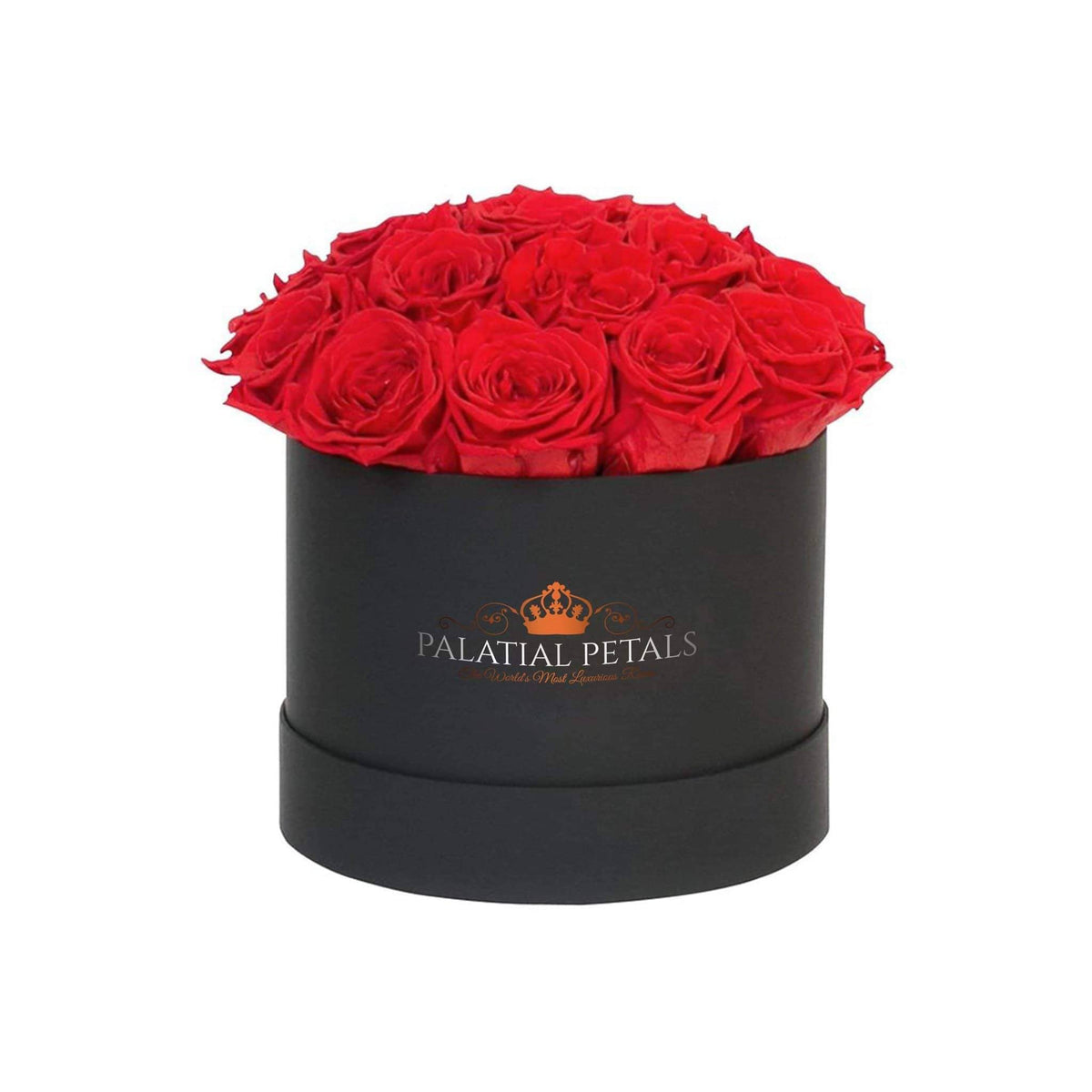 Bright Red Preserved Roses in Classic Round Gift Box