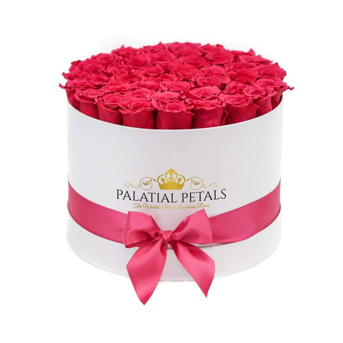 Large Pink Preserved Roses in Round Gift Box – Style 2