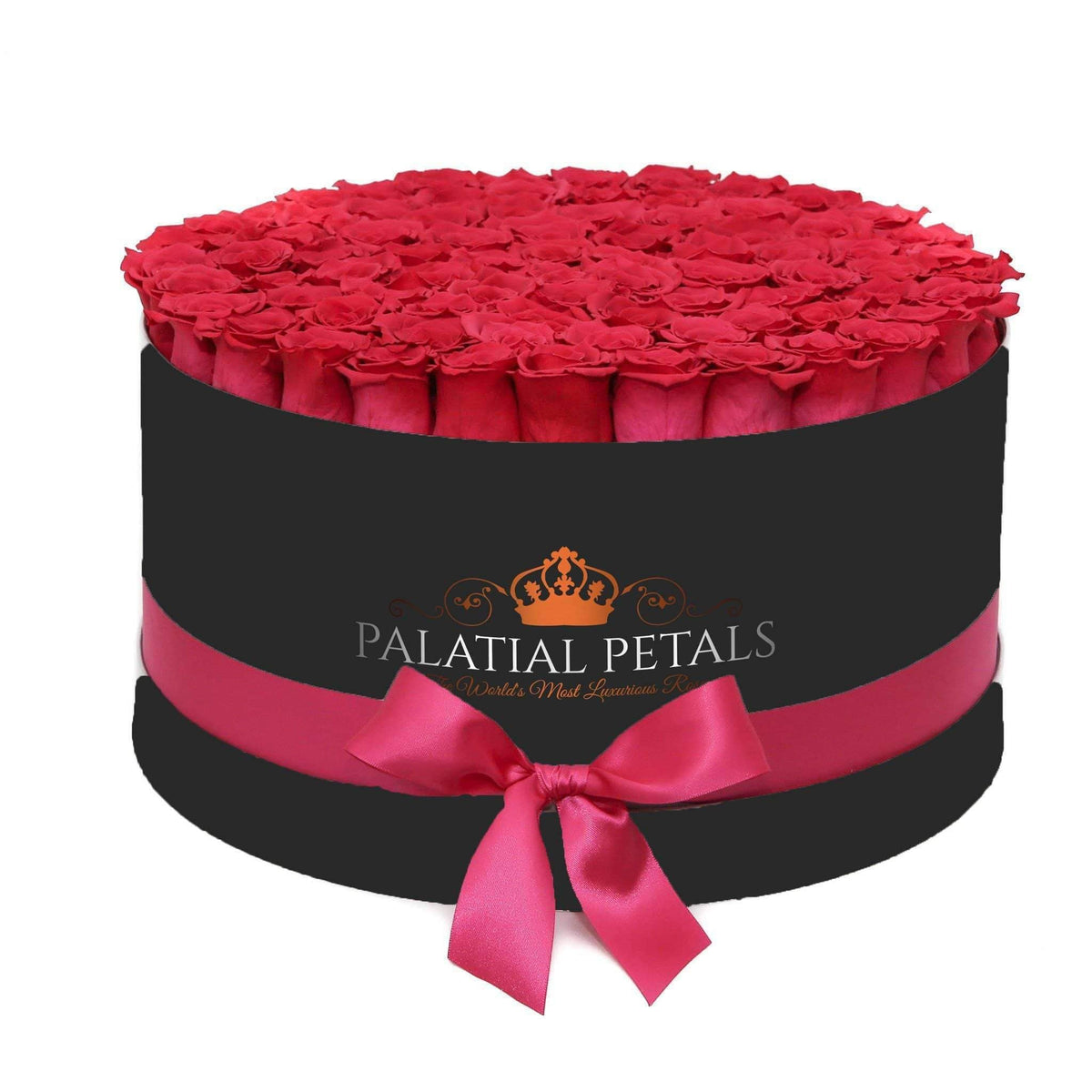 Pink Preserved Roses in Deluxe Round Gift Box – Style 2