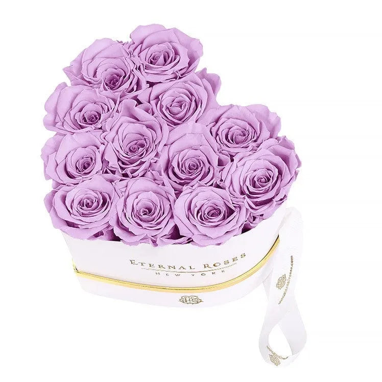 Lilac Preserved Roses in Heart Gift Box