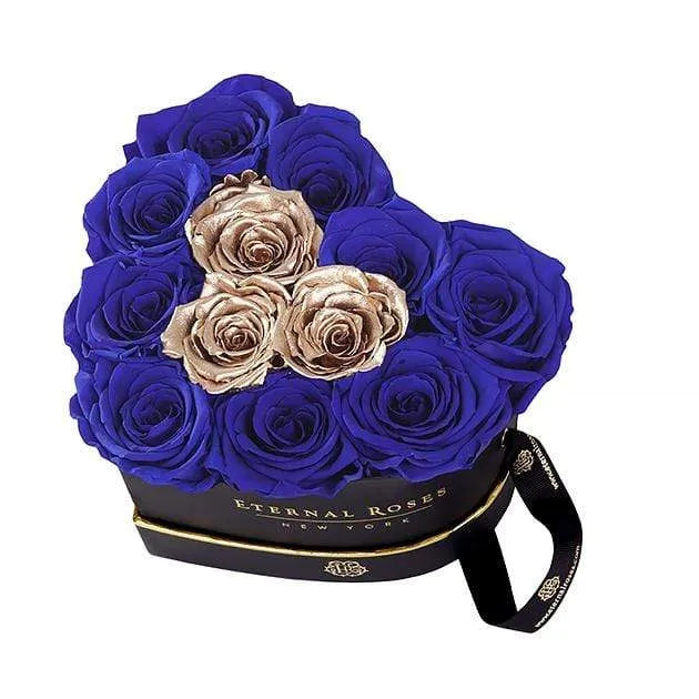 Gold Preserved Roses in White Heart Gift Box