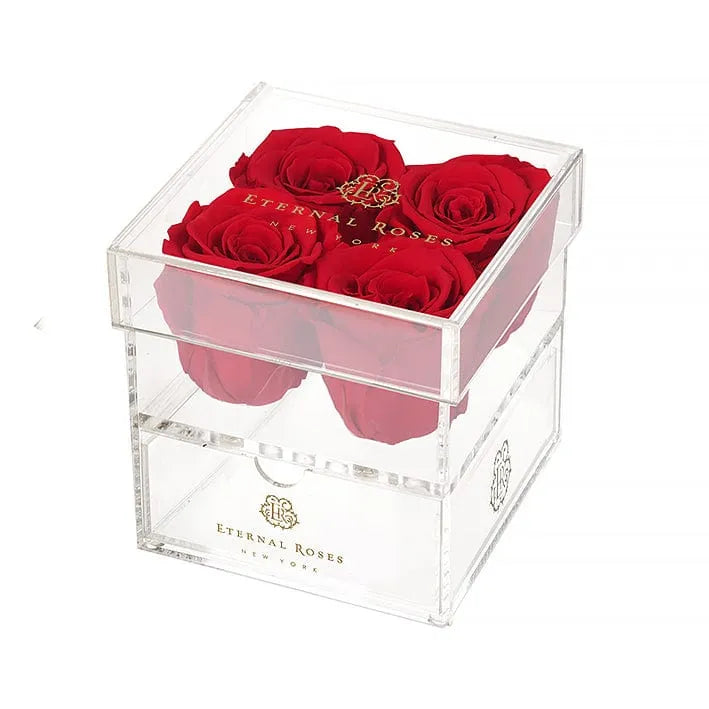 4 Preserved Roses in Acrylic Jewelry Box – Style 2