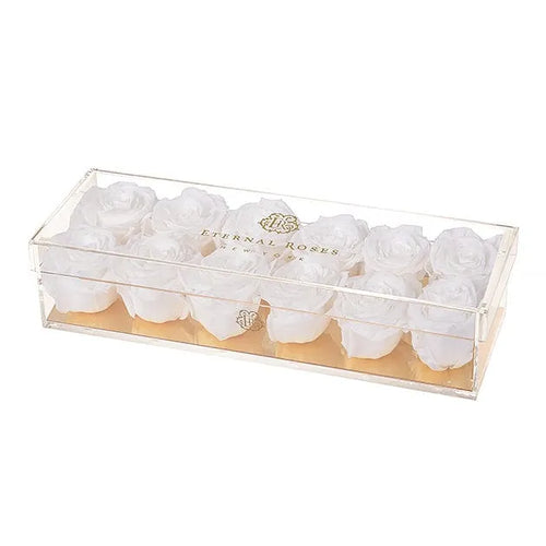 12 Gold Preserved Roses in Acrylic Gift Box – Style 2