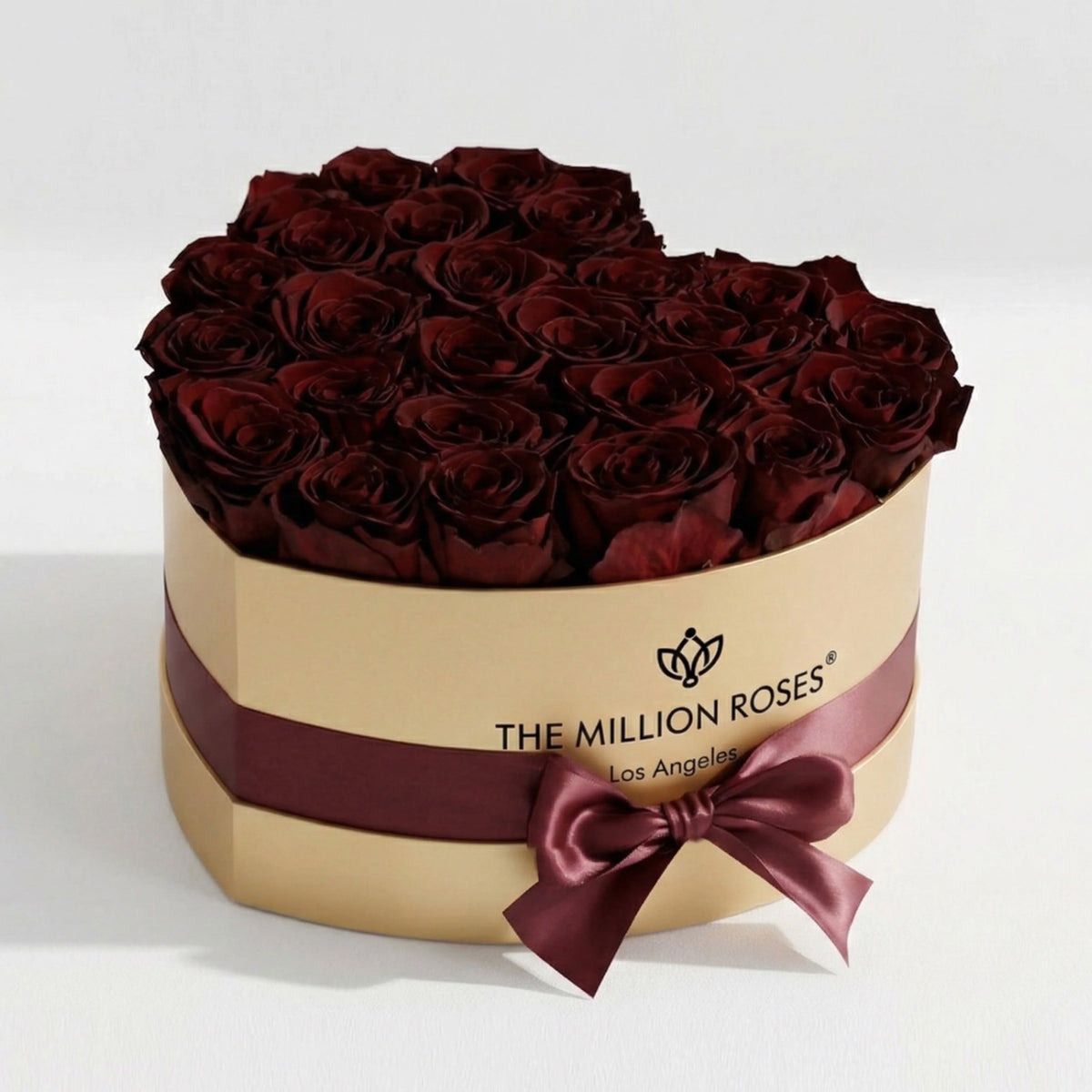 28-30 Burgundy Preserved Roses in Heart Gift Box