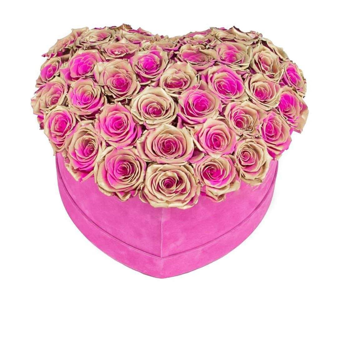 Pink Preserved Roses in Heart Gift Box – Style 3