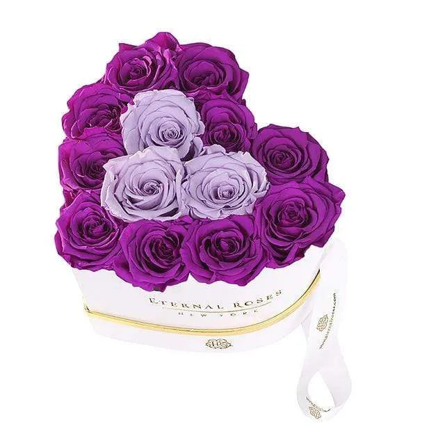 Grand Purple Preserved Roses in Heart Gift Box