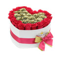 Pink & 24K Gold Preserved Roses in Heart Gift Box