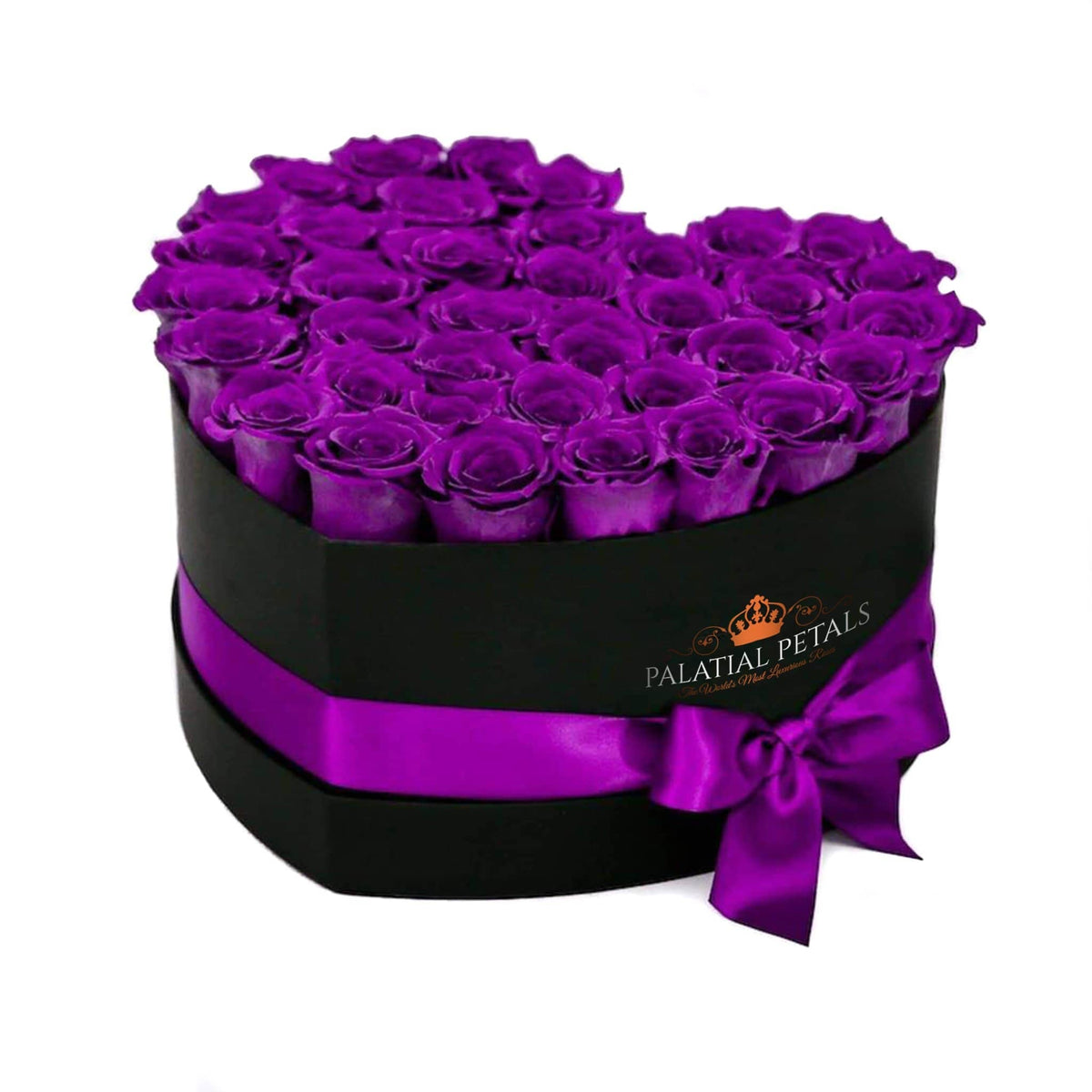 Majestic Purple Preserved Roses in Heart Gift Box