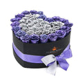 Purple & Silver Preserved Roses in Heart Gift Box