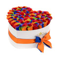 Rainbow Preserved Roses in Velvet Heart Gift Box