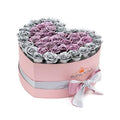 Silver & Metallic Pink Preserved Roses in Heart Gift Box