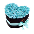 Blue Preserved Roses in Heart Gift Box – Style 2